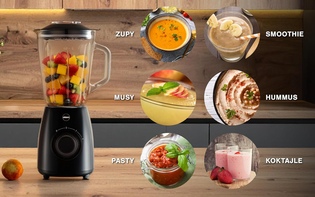 Standmixer 1000W, Glas Blender mit Ice Crush Funktion, Smoothie Mixer 1,8L, 2 Geschwindigkeiten + Pu