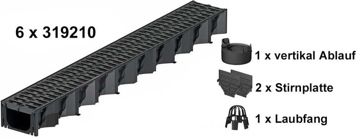 ACO Self® Hexaline 2.0 Entwässerungsrinne mit Kunststoffrost und rutschhemmendem Microgrip 6 x 1m mi