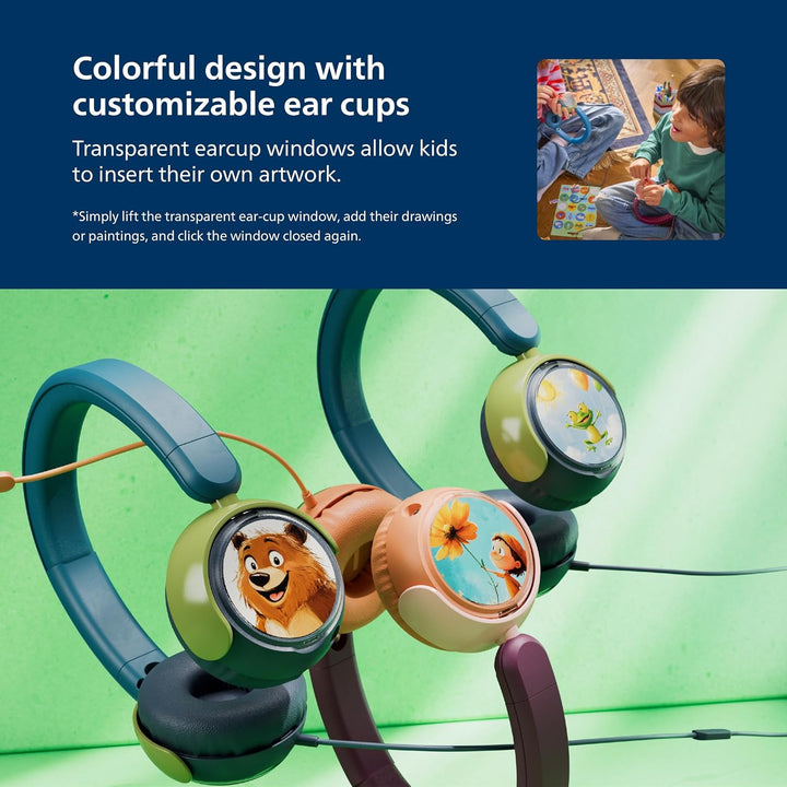 Philips TAK2000MP 2000-Serie mit kabelgebundenem ohraufliegendem Kopfhörer für Kinder, lautstärkenbe