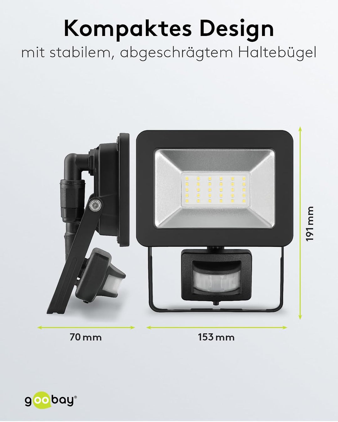 goobay 53881 LED Strahler Bewegungsmelder Aussen 30W / PIR Sensor Aussenstrahler IP44 / Neutralweiss