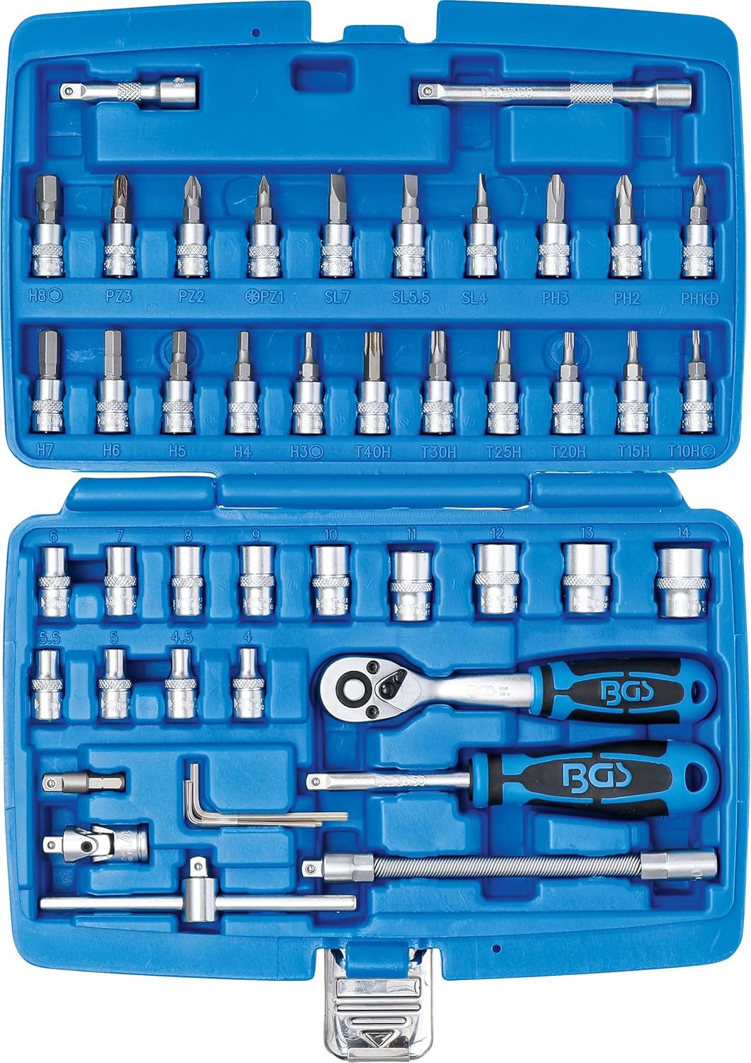 BGS 2146 | Steckschlüssel-Satz | Antrieb 6,3 mm (1/4") | 46-tlg. 46-tlg., mit Bohrung, 46-tlg., mit