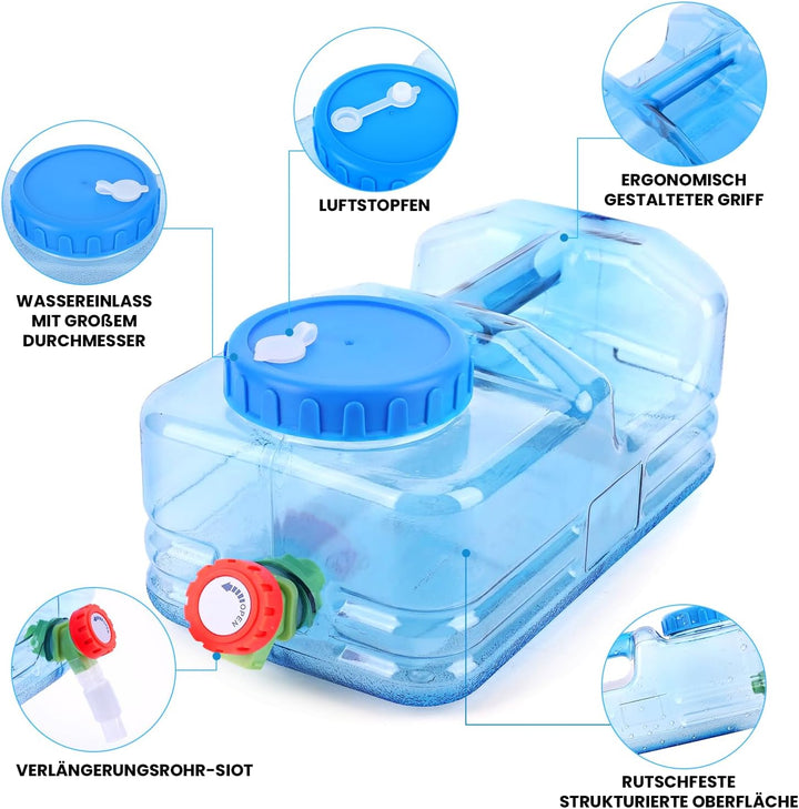 Umikk 5L~22L Camping Wasserkanister, Wasserbehälter mit Hahn, Tragbarer Trinkwasserkanister, Wassert