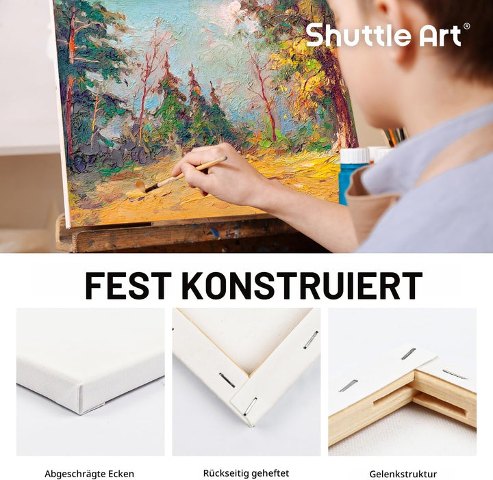 Shuttle Art 15 Leinwand auf Keilrahmen, 10 x 10, 13 x 18, 20 x 25, 23 x 30, 28 x 36 cm weisse Leinwä