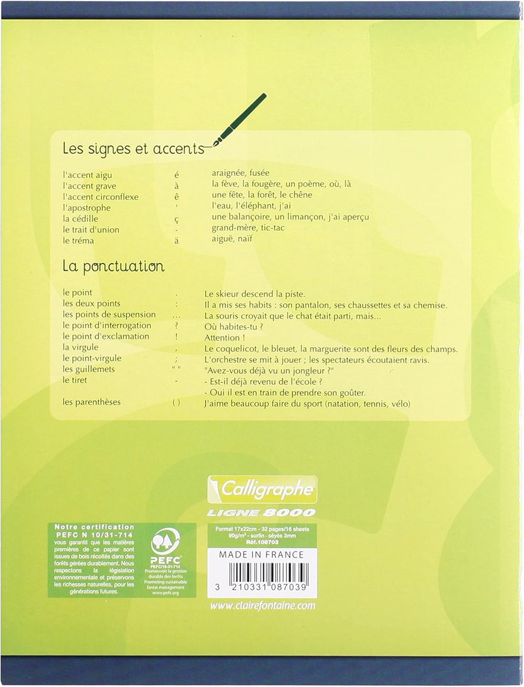 Clairefontaine 109703C - Packung mit 20 Heften Calligraphe 16 Blatt, 17x22cm, 90g, französische Line