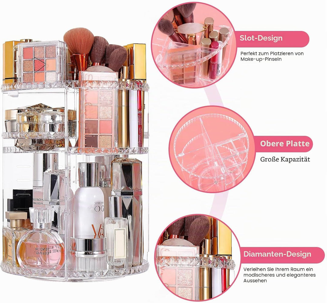 360 Rotierender Make Up Organizer und Lippenstift-Organizer, 16 Löcher, Lippenstifthalter, Verstellb