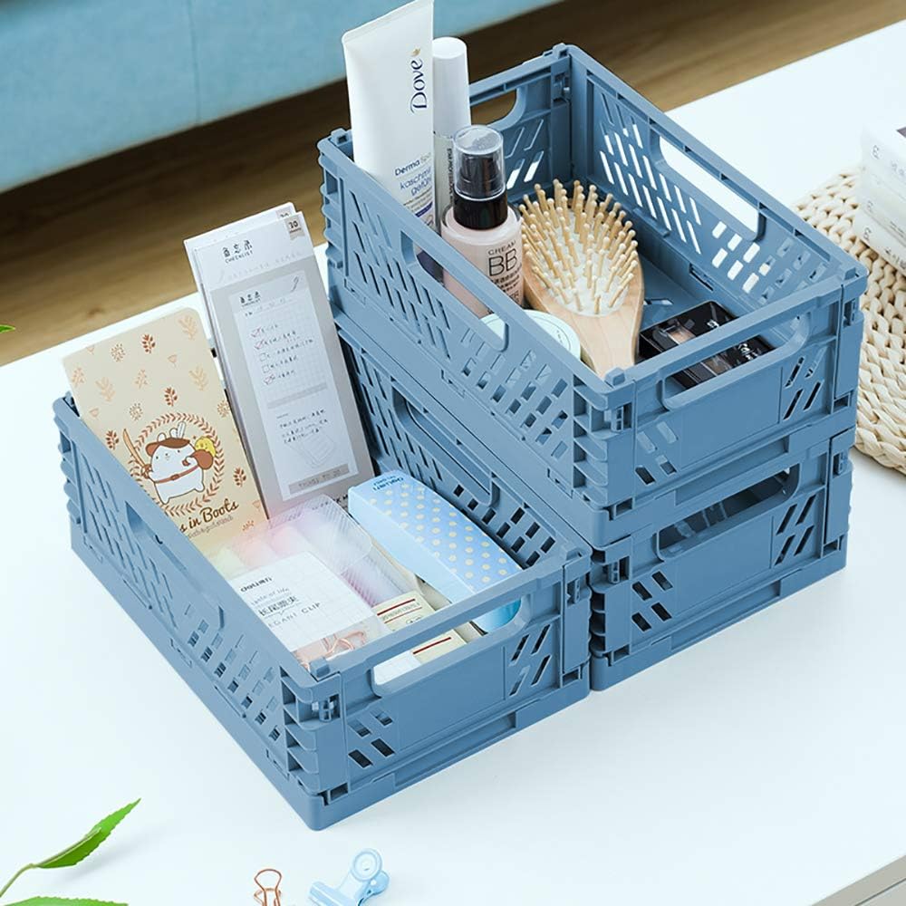 Faltbar Plastik Lagerkisten Regal Körbe,4er-Set Falten Aufbewahrungskorb Küche Schubladeneinsätze St