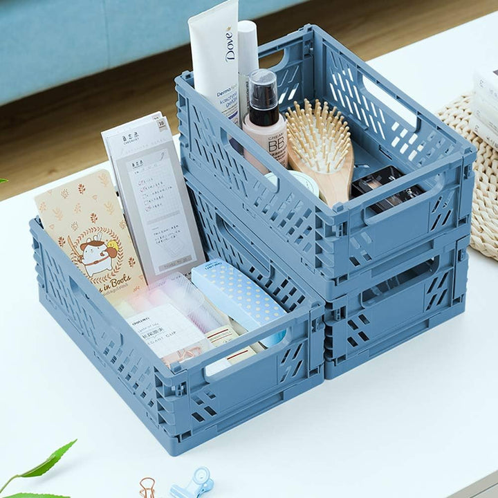 Faltbar Plastik Lagerkisten Regal Körbe,4er-Set Falten Aufbewahrungskorb Küche Schubladeneinsätze St