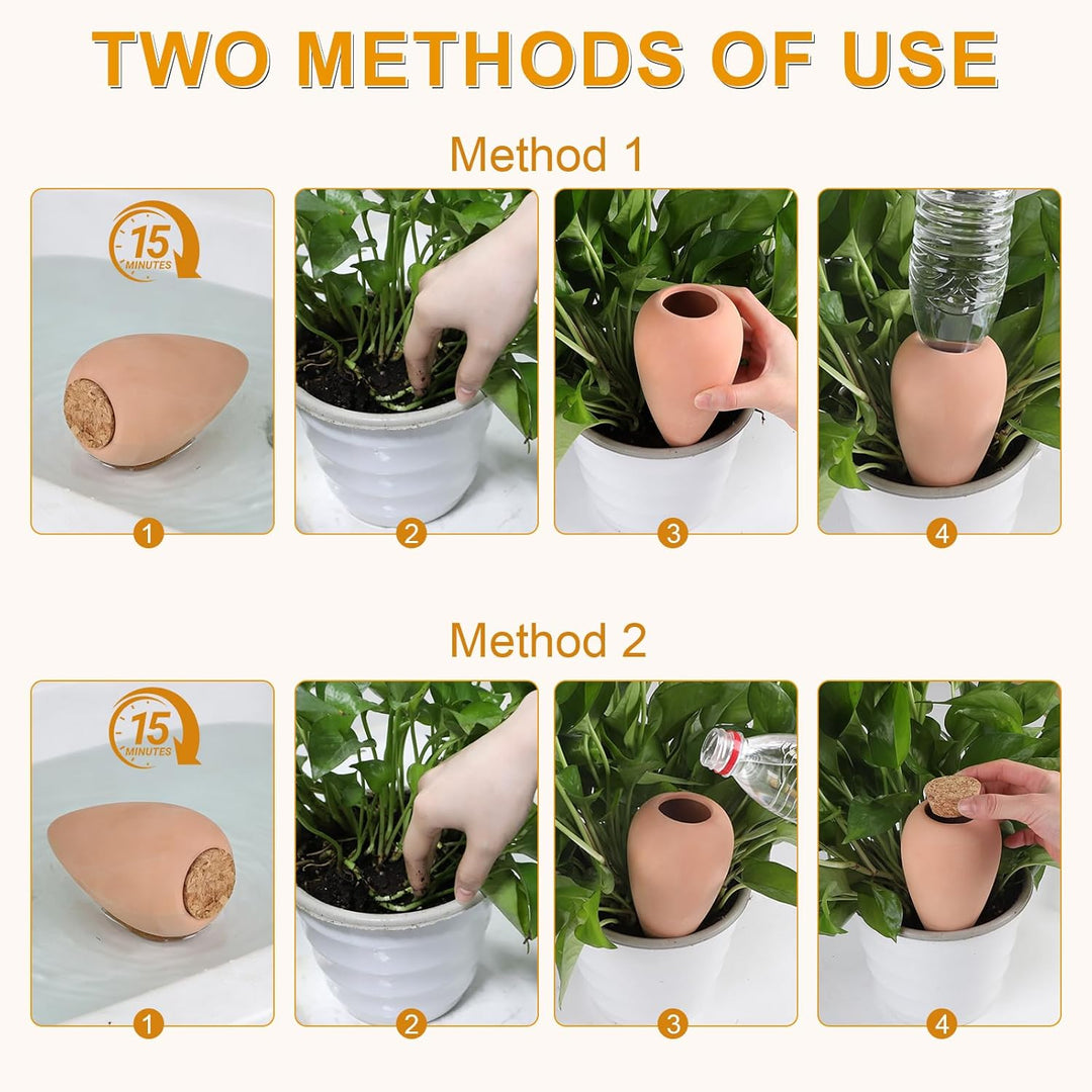 8 × 320ml Tonkegel Bewässerung Rettichkegel mit Deckel Pflanzen Bewässerungskegel Pflanzen Wasserspe