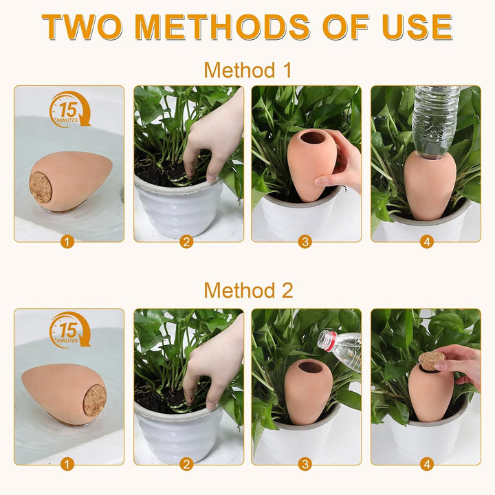 8 × 320ml Tonkegel Bewässerung Rettichkegel mit Deckel Pflanzen Bewässerungskegel Pflanzen Wasserspe