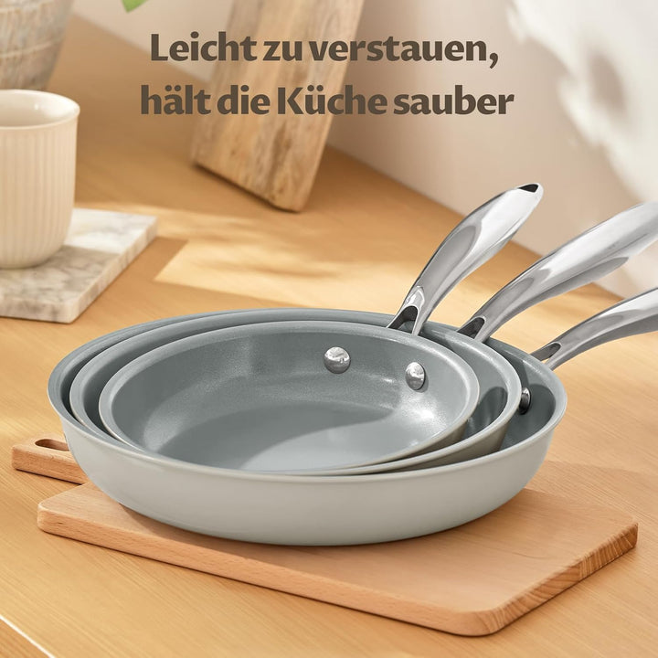 Bratpfanne Induktion 28 cm, Antihaft Pfanne 28 cm, Molekular gebondeter Induktionsboden, Keramikpfan