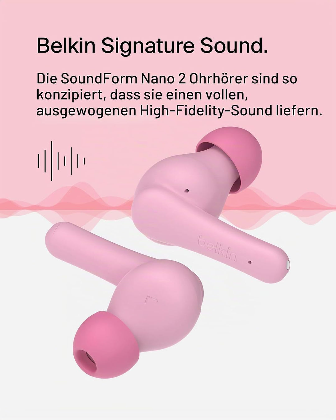 Belkin SoundForm Nano 2 Bluetooth In-Ear Kinderkopfhörer mit integriertem Mikrofon, 28 Std. Akkulauf