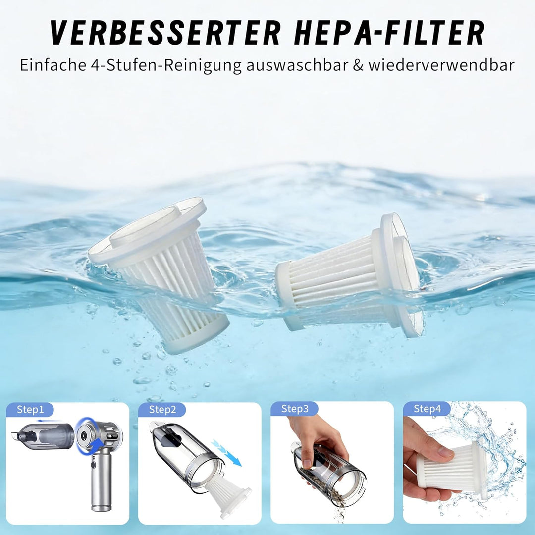 Citybee Handstaubsauger Akku Mini Staubsauger Kabellos - 25000Pa Handstaubsauger Stark 4 in 1 Autost