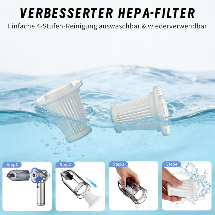 Citybee Handstaubsauger Akku Mini Staubsauger Kabellos - 25000Pa Handstaubsauger Stark 4 in 1 Autost