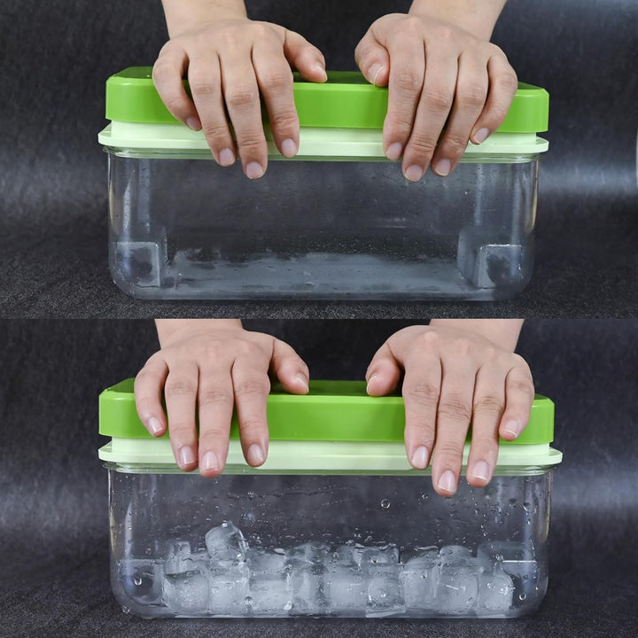 Ice Trays for Freezer with Lid & Bin, Ice Cube Tray Making 64 pcs Ice Cubes, Easy Press to Release I