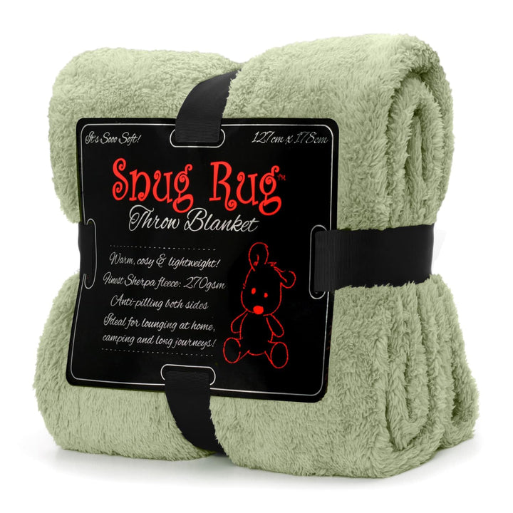 Snug Rug Sage-Grüne Decke aus Sherpa-Fleece, flauschig, luxuriös, für Sofadecken, warme Winterdecke,