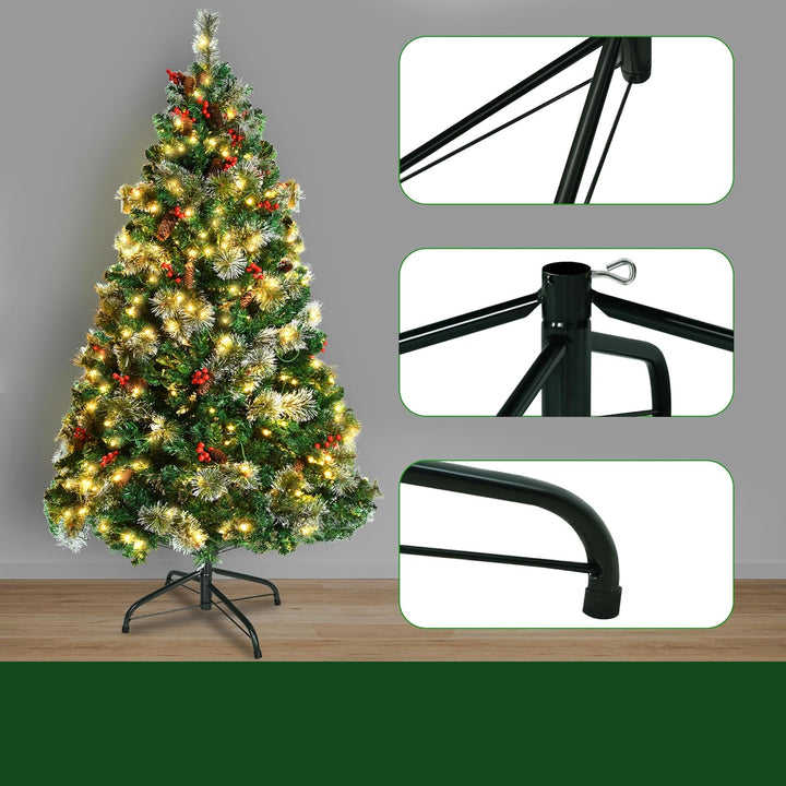 FIVMEN Weihnachtsbaum Künstlich mit Beleuchtung 150 cm PVC Tannenbaum Christbaum Künstlicher mit 260