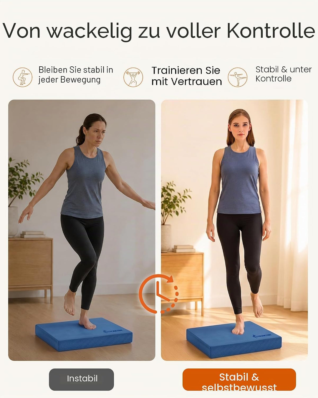 StrongTek Extra breites Schaumstoff-Balance-Pad für Physiotherapie, 48,3 x 40,1 x 6,1 cm, hochdichte