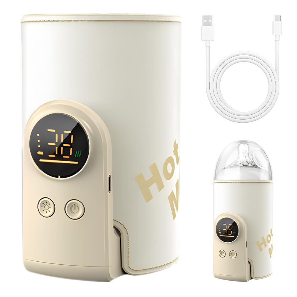 Flaschenwärmer Baby unterwegs, 8000mAh Akku Tragbarer Flaschenwärmer Baby Mit LCD-Display &amp; Nachtlic
