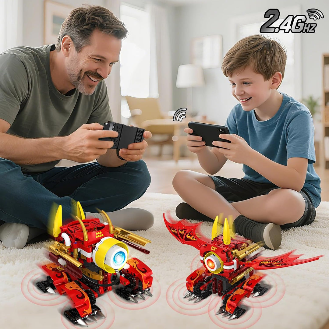 HOGOKIDS 5-in-1-Drachenroboter-Bauspielzeug mit 6 Lichtfarben und 5 Lichteffekten – 354PCS Roboter-S