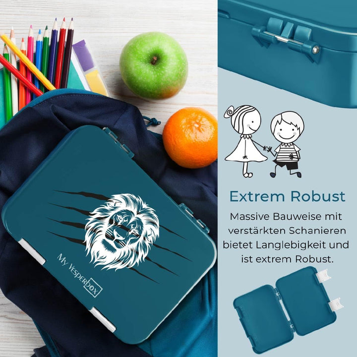 My Vesperbox® Brotdose für Kinder mit Fächern [LEN] - Lunchbox mit Trennfächern - Bento Box - Jausen