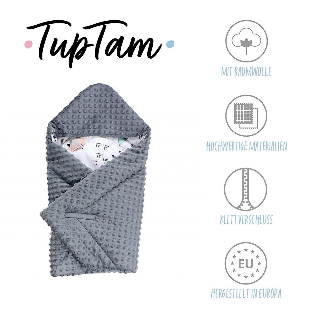 TupTam Baby Winter Einschlagdecke Babydecke 75x75cm für Autositz Babyschale Wattiert Minky Baumwolle