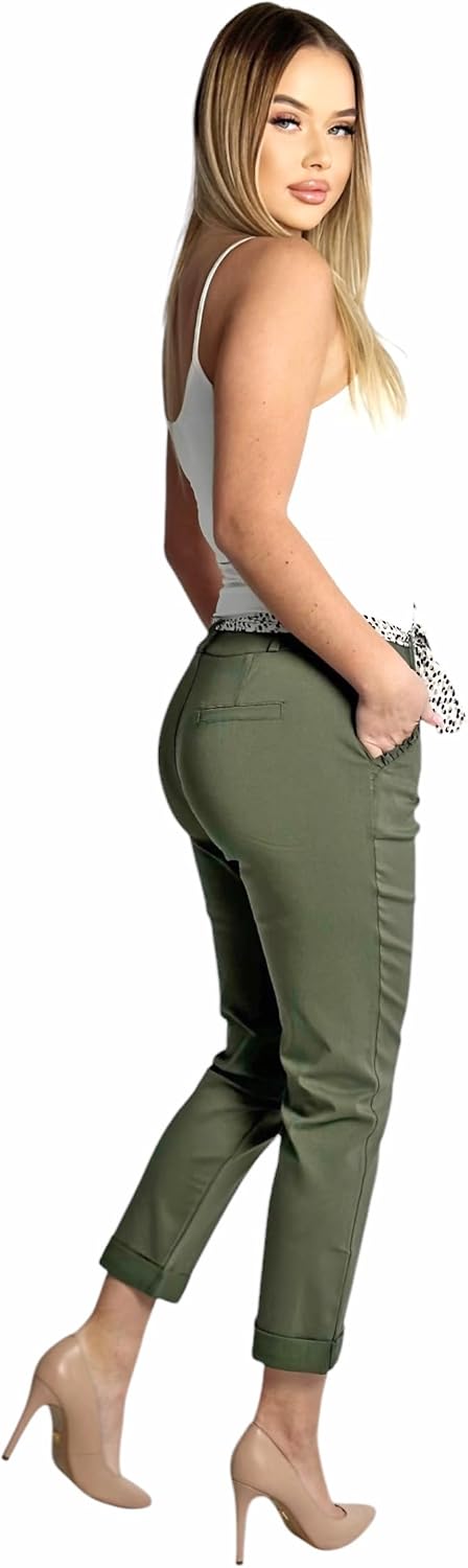 Mississhop Female Damen Stretch Klassische Chino Hose M Grün, M Gr&amp;