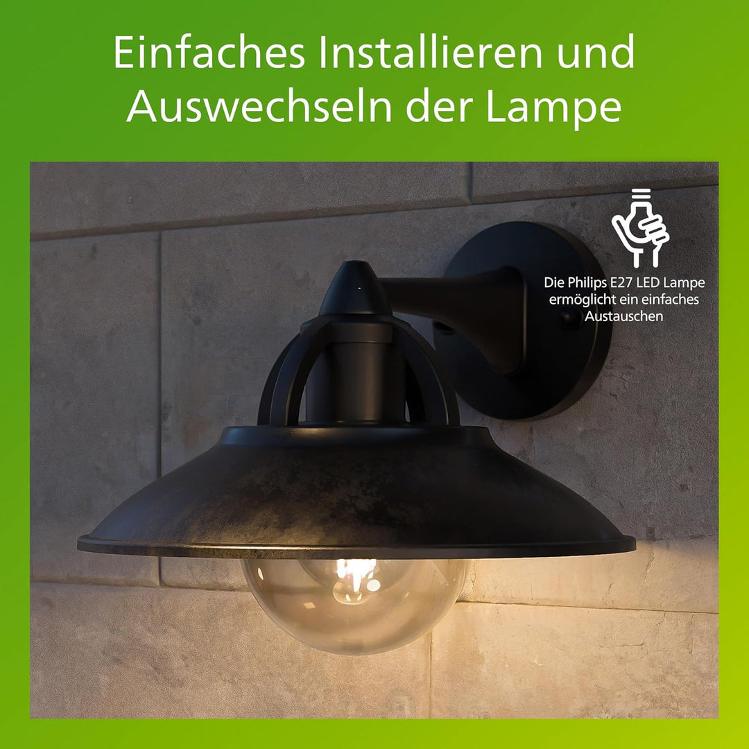 Philips myGarden Cormorant Aussenwandleuchte, 42W, ohne Leuchtmittel, schwarz, Cormorant