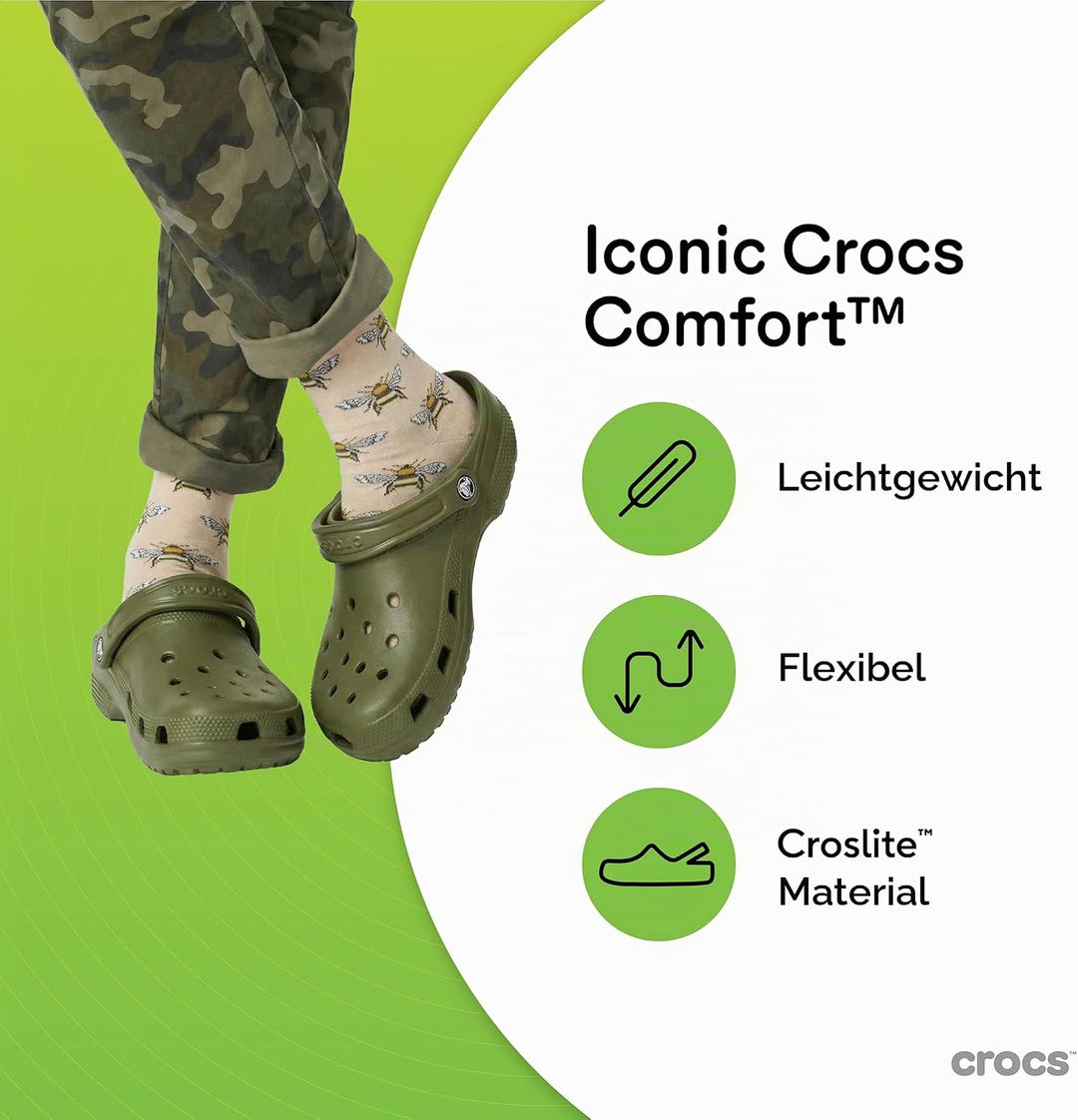 Crocs Unisex Classic Clog 38/39 EU Army Green, 38/39 EU Army Green