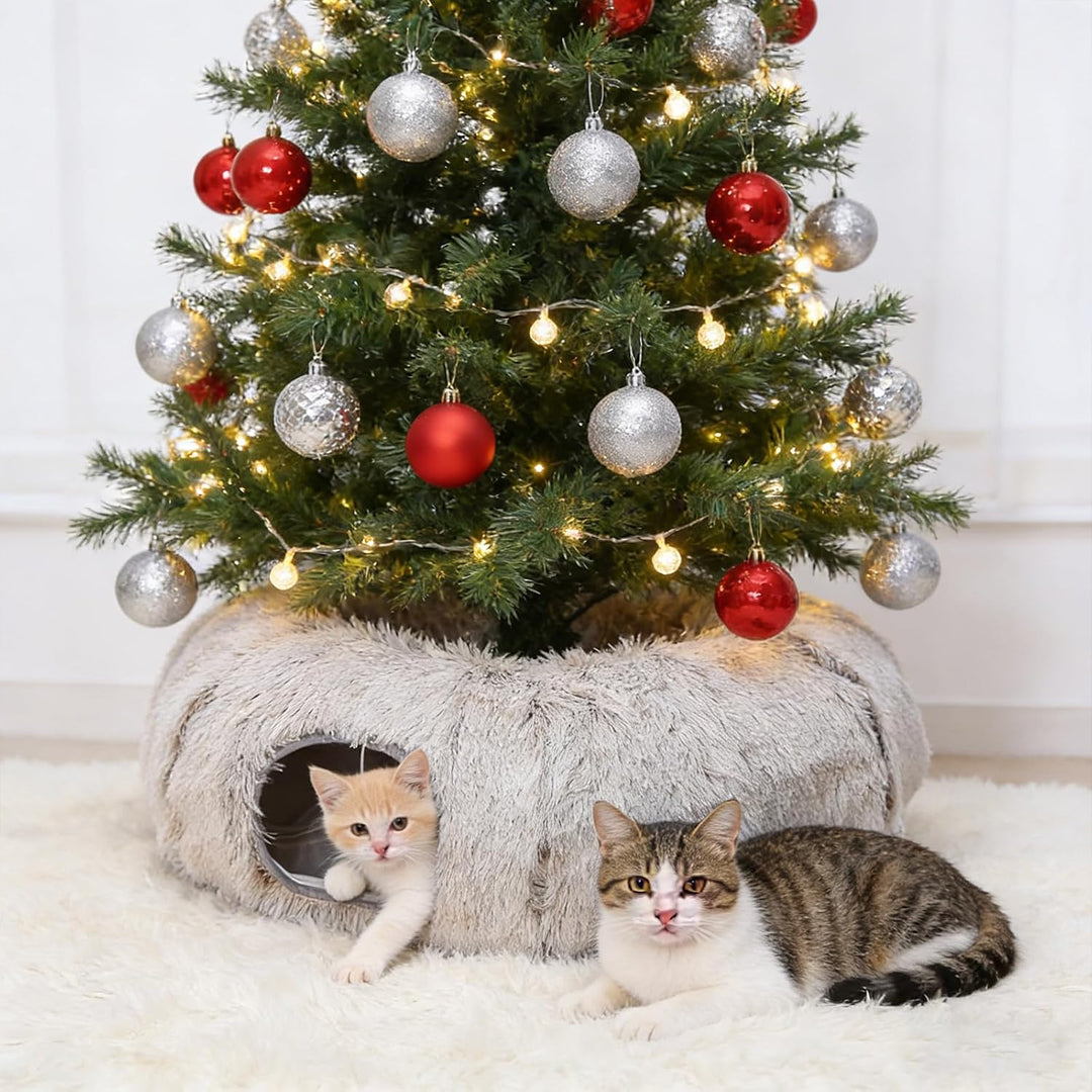 Katzentunnel Grosse, Katzenspielzeug mit Plüsch Katze Bett Katzentunnel mit Ball für Indoor Katzen,