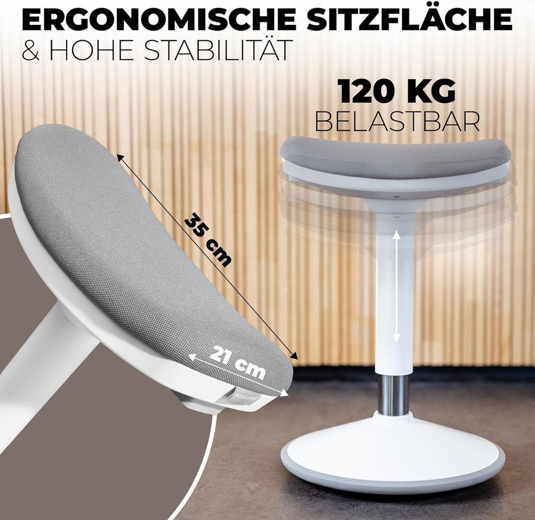Ergonomischer Bürohocker [2 Sitzpositionen] höhenverstellbarer Sattelhocker [43–63 cm] Sitzhocker fü