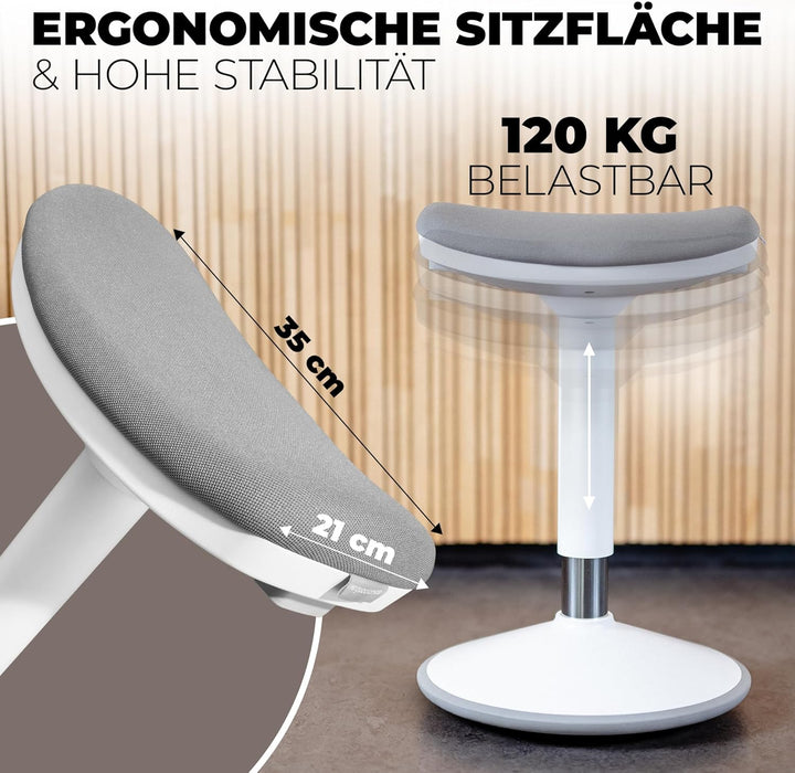 Ergonomischer Bürohocker [2 Sitzpositionen] höhenverstellbarer Sattelhocker [43–63 cm] Sitzhocker fü