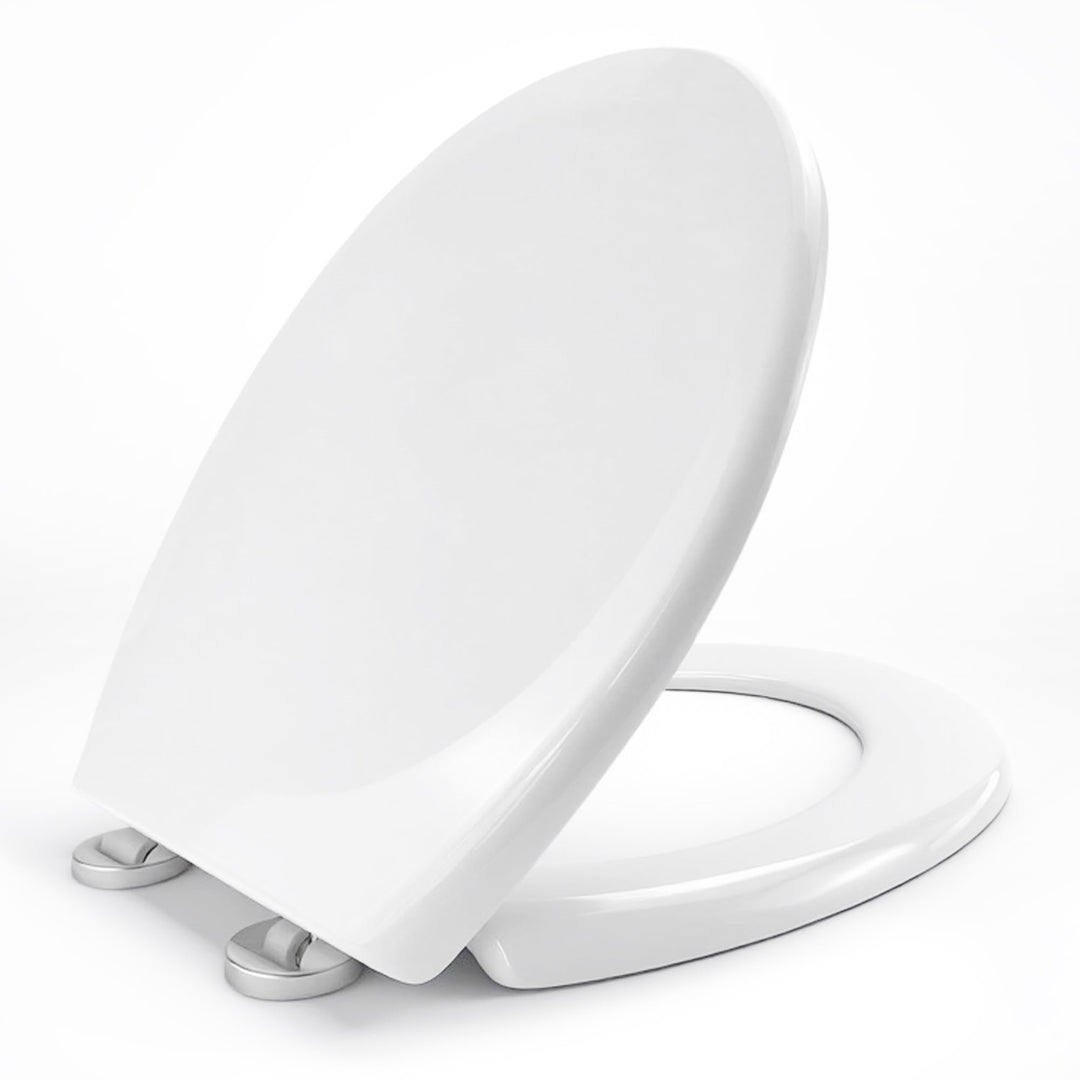 WC-Sitz mit Absenkautomatik & Quick-Release Weiss Oval antibakterieller toilettendeckel aus Urea-Dur