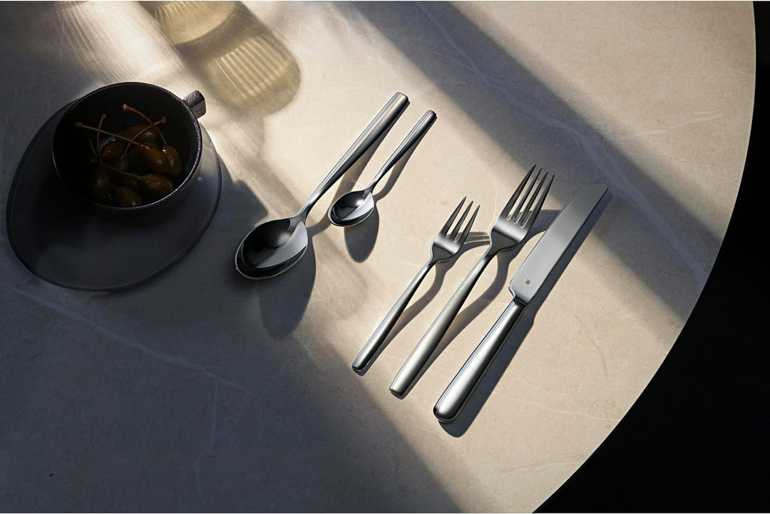 WMF Palma Edelstahl Besteck Set 6 Personen, Essbesteck Set 30 teilig, Monobloc-Messer, Cromargan Ede