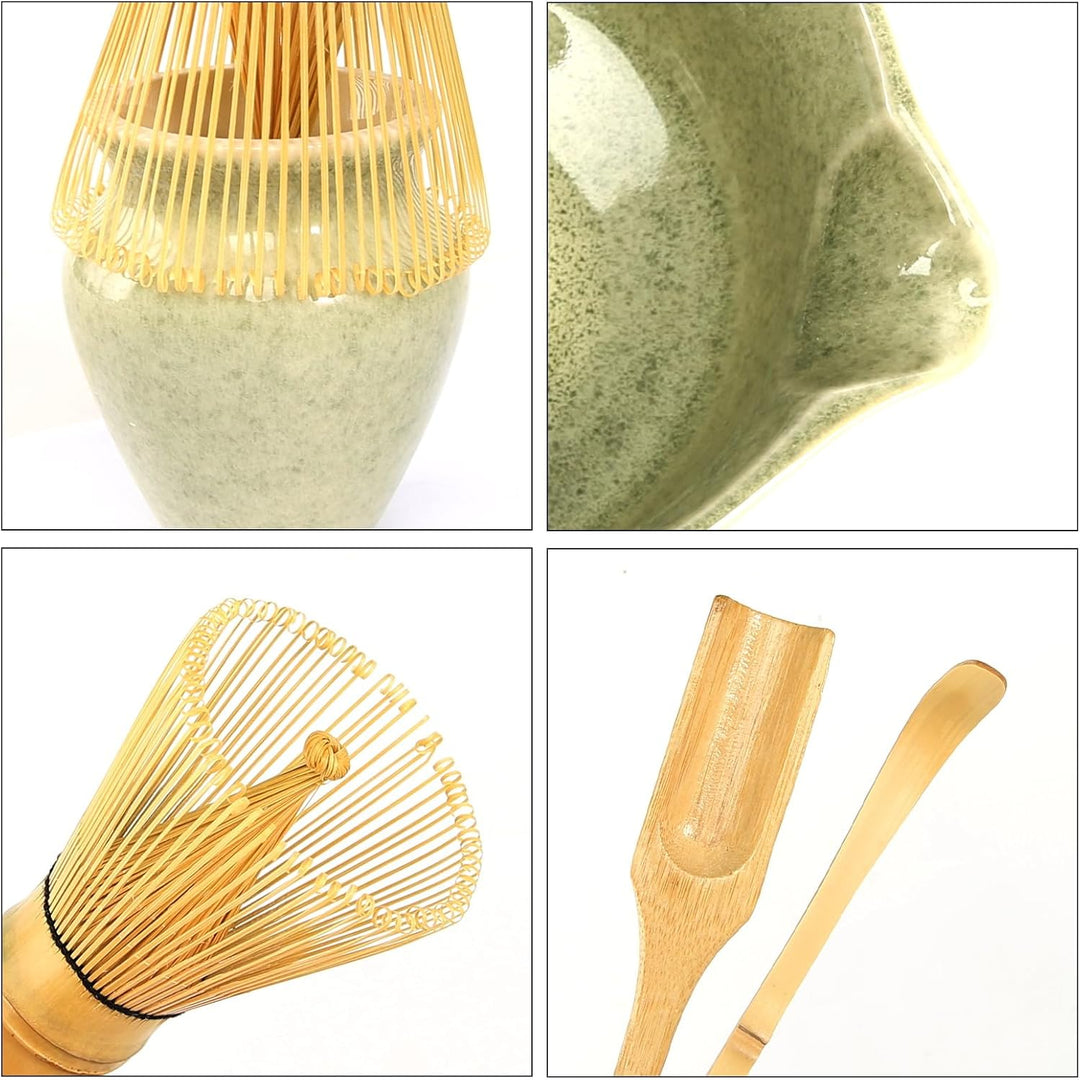 Matcha Set 5 Stück Matcha Tee Set mit Matcha Schale und Schneebesen, Matcha-Schaufel, Matcha Besen,