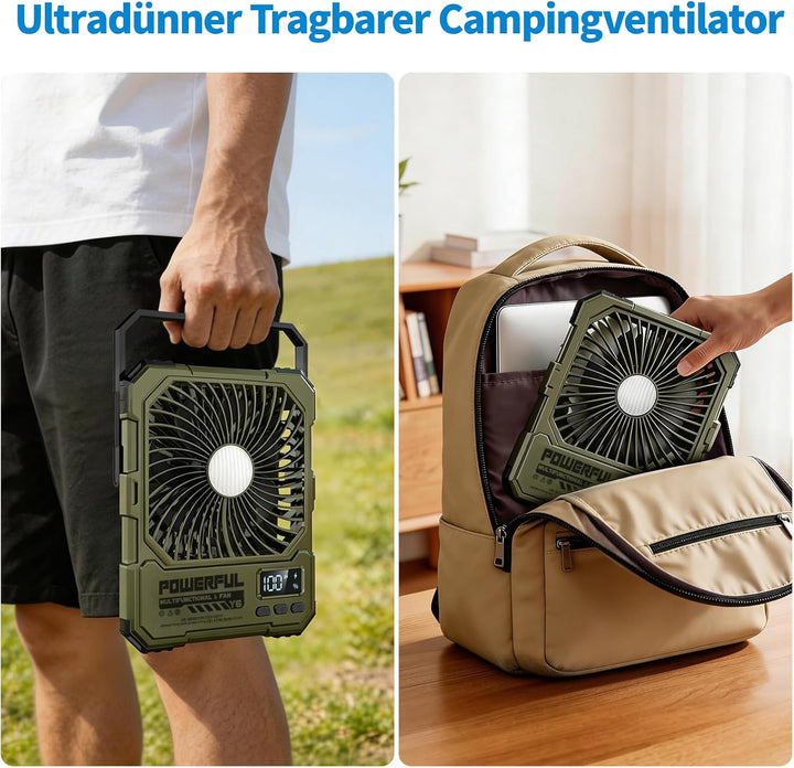 yAyusi 20000mAh Akku Ventilator Camping mit Lampe,Tragbarer Reise Ventilator mit Fernbedienung Timer