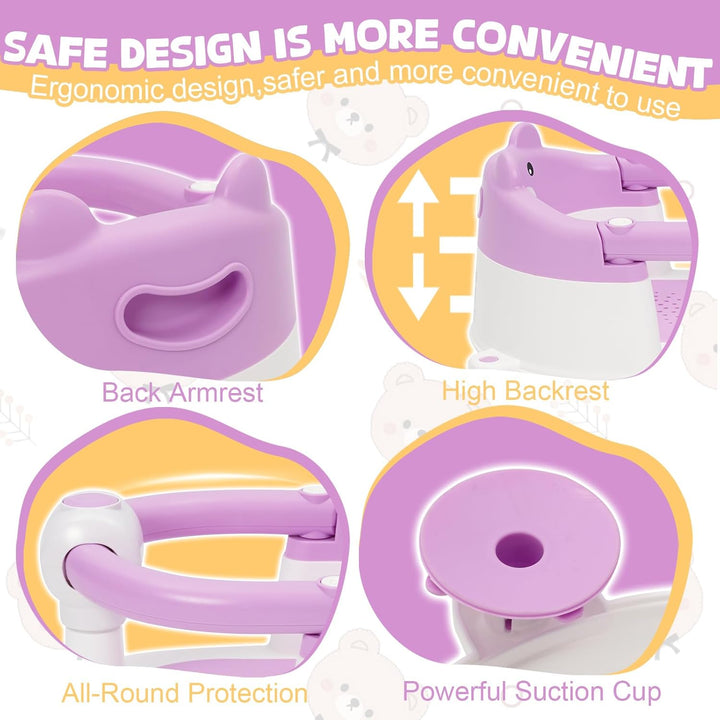 Badewannensitz Baby ab 6-24 monate Badesitz Baby mit 4 Starken Saugnäpfen Ergonomisch Rückenlehne un