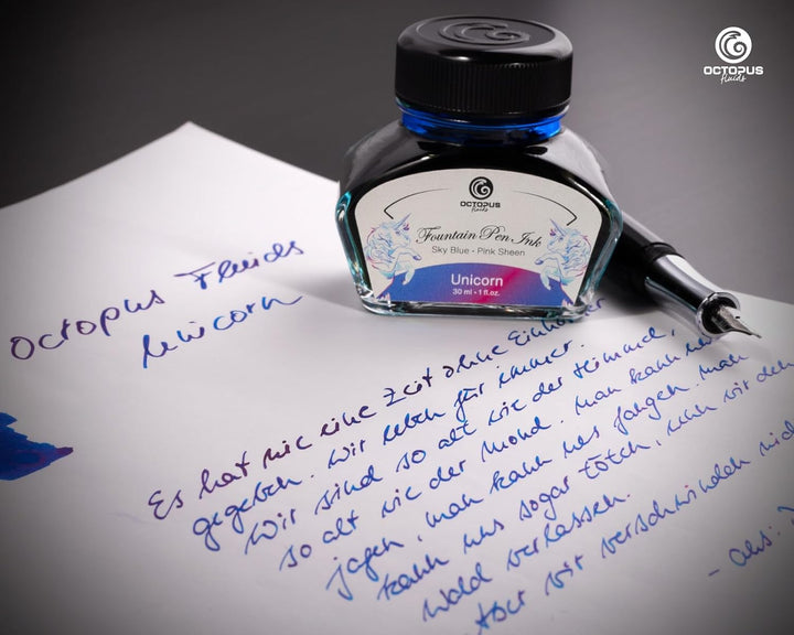 Octopus Fluids Füllhaltertinte Sheen mit Konverter, Unicorn, Blau, 30 ml Unicorn 30 ml, Unicorn 30 m