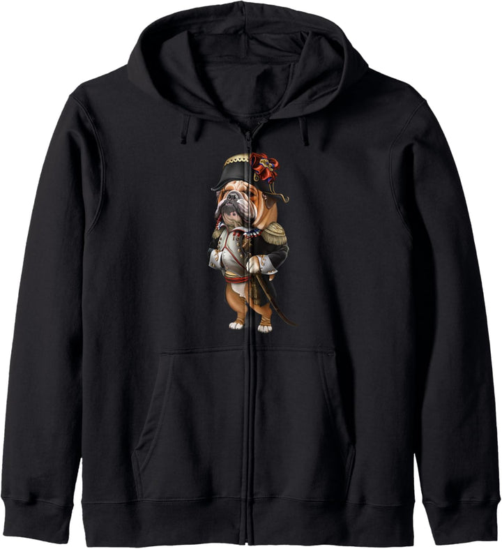 Bulldogge als Kaiser Napoleon Bonaparte aus Frankreich Kapuzenjacke