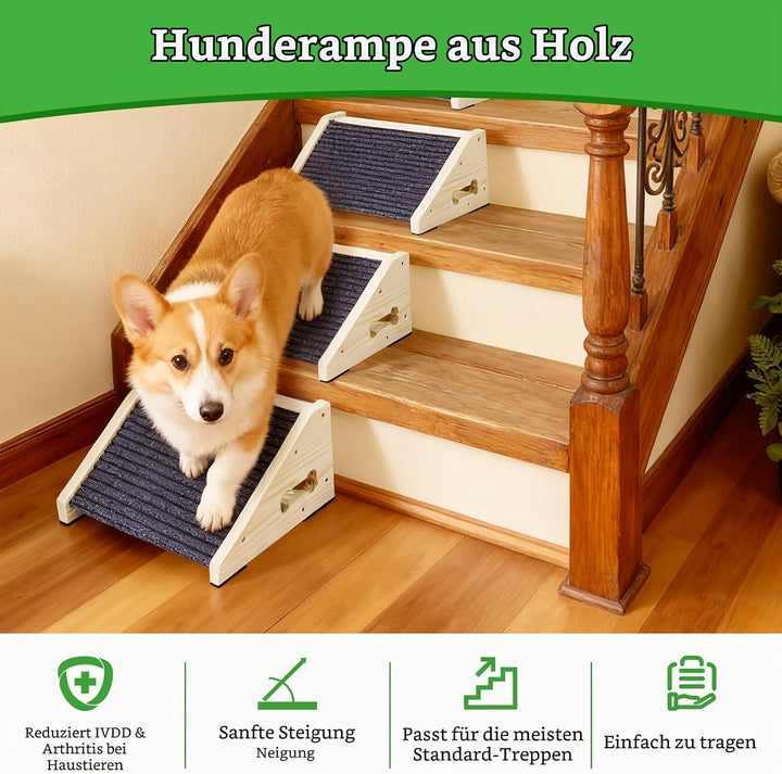 4 Stück Hunderampe, rutschfeste Haustierstufen mit Teppichoberfläche, Haustierrampen mit niedrigem W