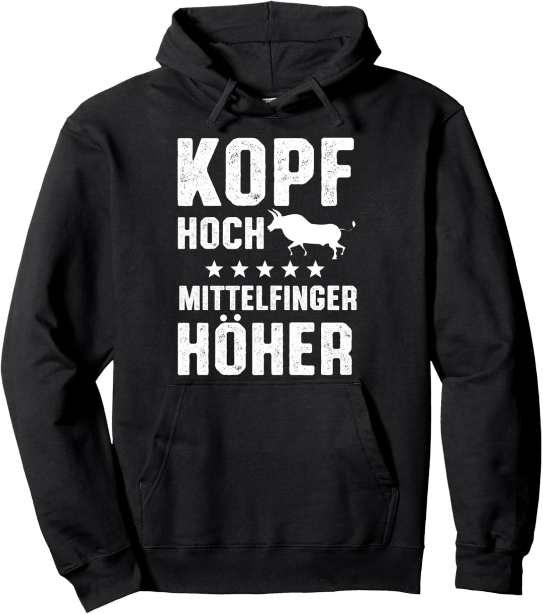 Kopf Hoch Mittelfinger Höher Stinkefinger Aggressiv Asozial Pullover Hoodie