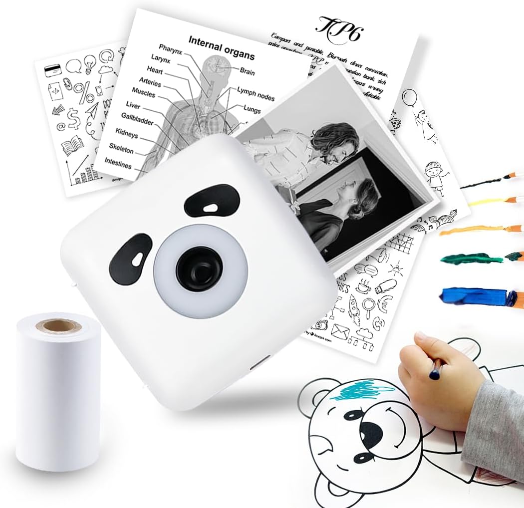 vretti 300DPI Mini Drucker, Mobiler Fotodrucker, Tragbarer Mini Fotodrucker, Wireless Fotodrucker Th