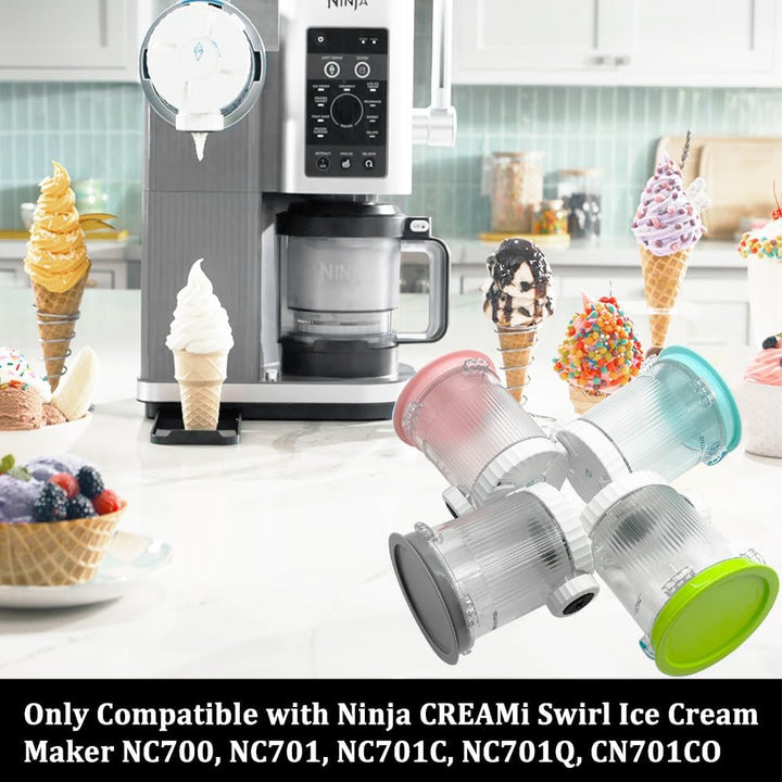 4er-Pack Behälter für Ninja NC700EU NC701EU CREAMi Swirl Eismaschine, Eisbehälter Becher für Creami