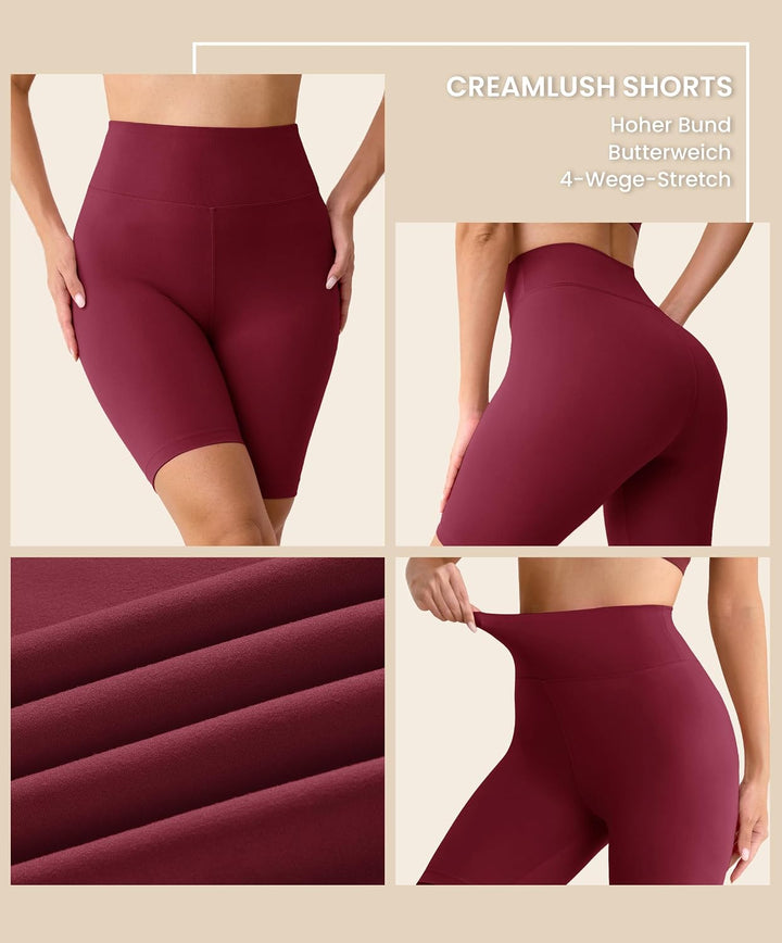 BAYDI Creamlush Radlerhose Damen - 20 cm Bequeme Kurze Sporthose mit Hoher Taille für Yoga Pilates F