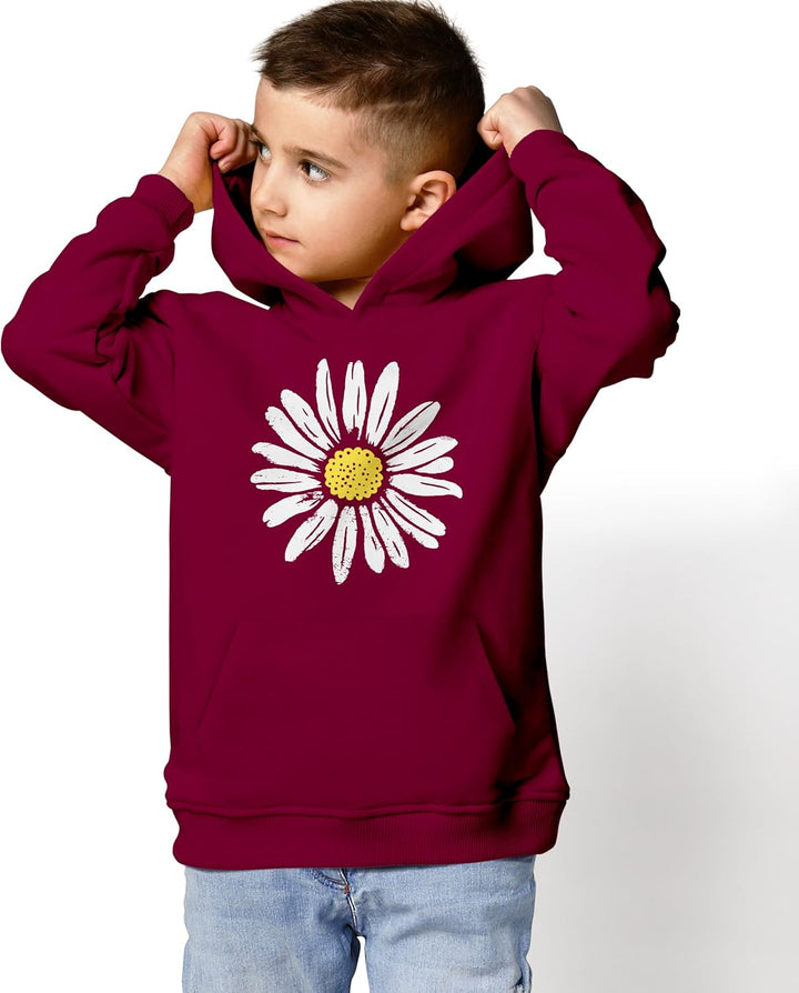 Neverless® Kinder Hoodie Mädchen Blumen Aufdruck Kapuzenpullover Sweatshirt Kapuze 140 Bordeauxrot,