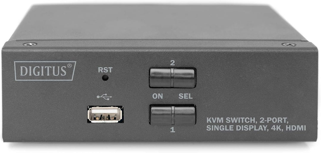 DIGITUS KVM-Switch HDMI – 2-Port Single-Display – 2 PC 1 Monitor – 1x Maus, Tastatur &amp; Audio für 2 C