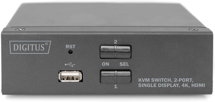 DIGITUS KVM-Switch HDMI – 2-Port Single-Display – 2 PC 1 Monitor – 1x Maus, Tastatur &amp; Audio für 2 C