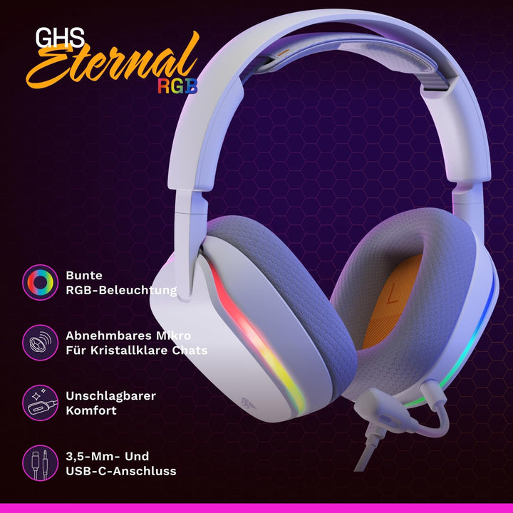 GLORIOUS GHS Eternal RGB – Stereo-RGB-Gaming-Headset für PC, PS5, PS4, Switch – speziell abgestimmte