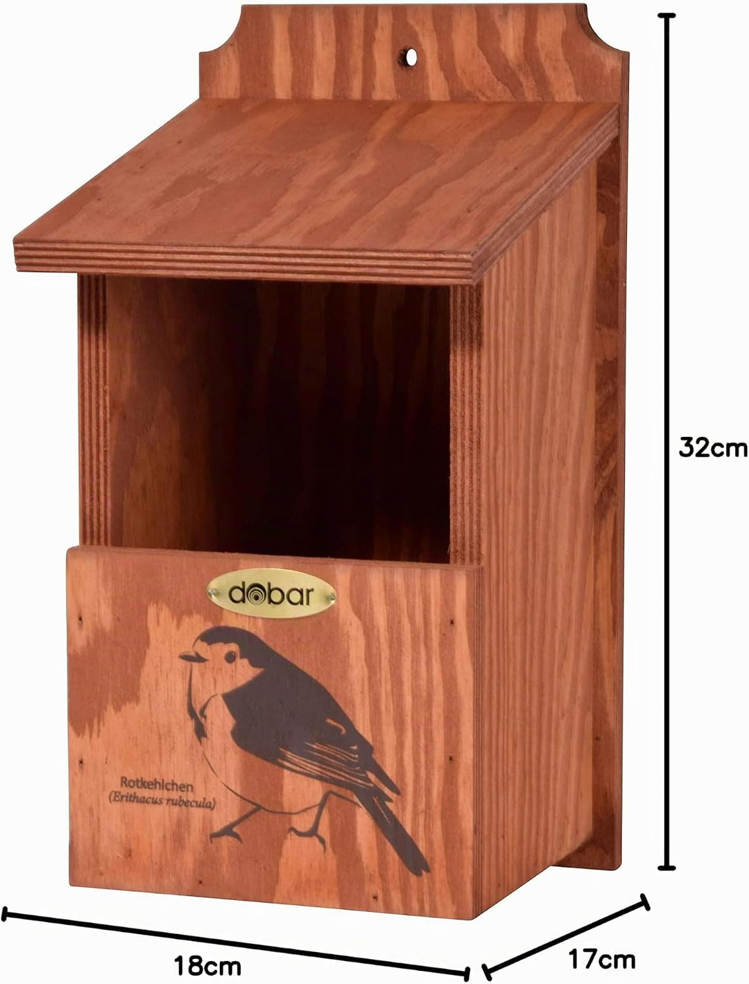 dobar® green label 22366FSCe Nistkasten "Rotkehlchen" - Halbhöhlenkasten aus Holz - Nisthilfe für Ha