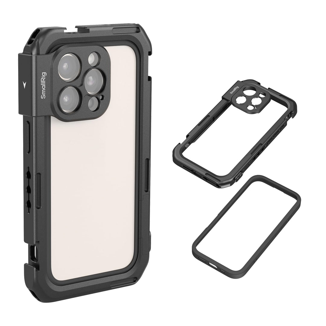 SMALLRIG Mobile Video Cage Basic Edition für iPhone 16 Pro Max mit T-Mount-Objektivrückplatte, TPU-S
