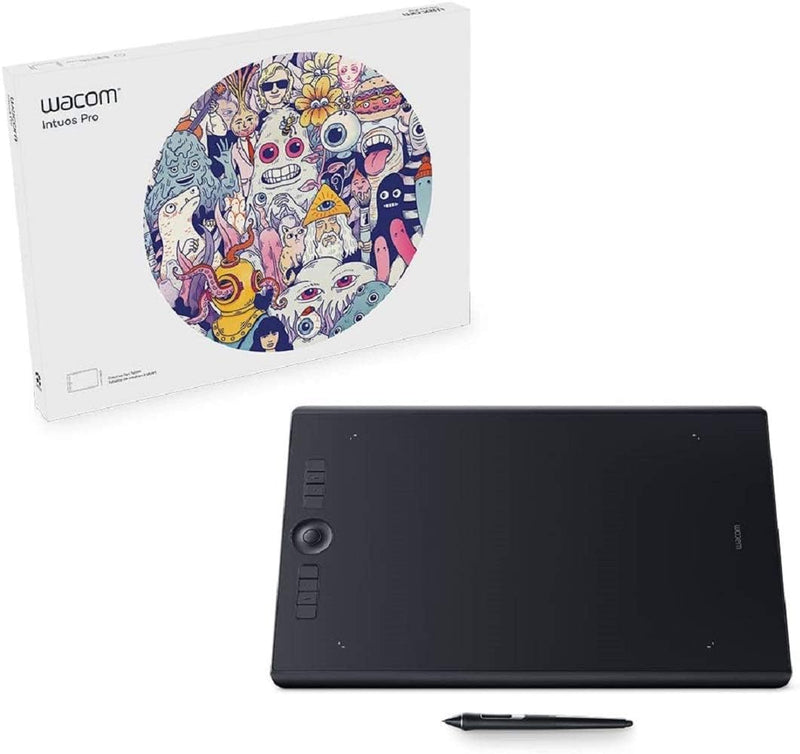 Wacom Intuos Pro Stifttablett Grösse L, Grafiktablett + Wacom Standard Stiftspitzen, schwarz 5-TLG L